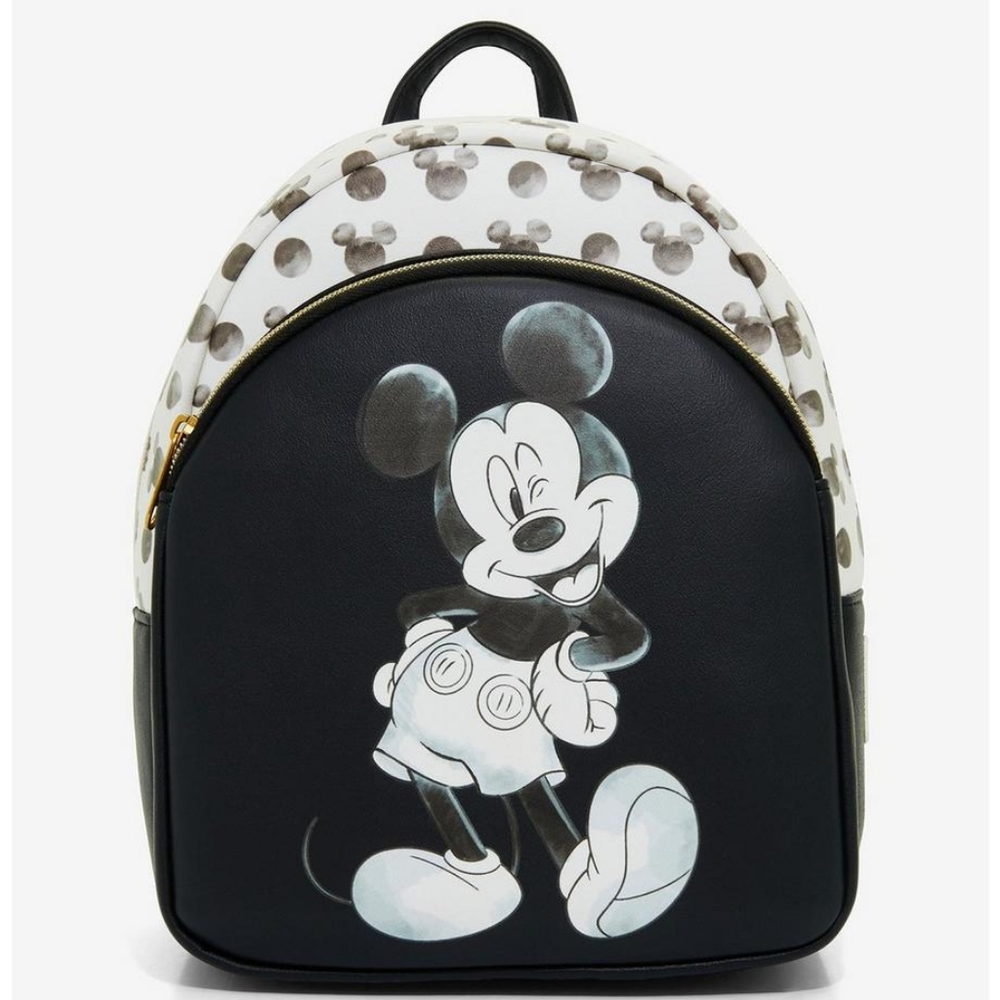 Loungefly Disney Icons Mickey Mouse Wink Black & White Mini Backpack NWT